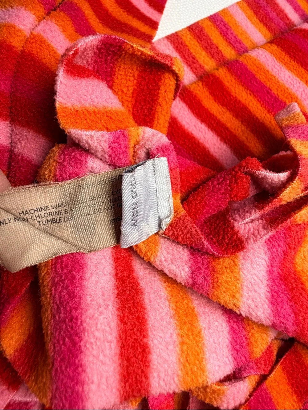 Old Navy Striped Fleece Scarf Pink Red Orange Fringe Y2K Colorful Winter